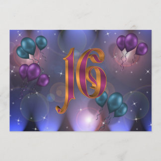 16. Geburtstagsparty Einladung Ballons