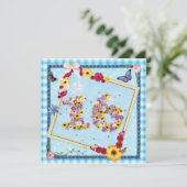 16. Geburtstagsparty Einladung Blume, Schmetterlin (Stehend Vorderseite)