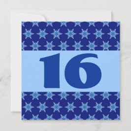 16. Geburtstagsparty Festive Blue Stars W873 Einladung