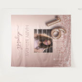 16. Geburtstagsparty Foto Rose Gold Glitzer rosa Wandteppich (Vorderseite (Horizontal))