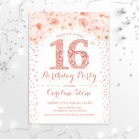 16. Geburtstagsparty - Gold aus dem Weißen Rosen Einladung<br><div class="desc">16. Geburtstagsfeier Einladung für Mädchen. Elegantes Blumendesign in Imitate Glitzer Rose Gold und Weiß. Mit Diamantennummer,  Rosen und Konfetti. Ideal für eine gläserne 16 . Geburtstag Feier.</div>