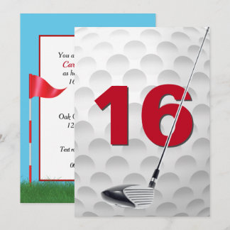 16. Geburtstagsparty Golf Thema Einladung