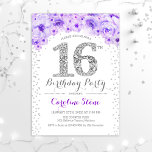 16. Geburtstagsparty - Lila Weißes Silber Einladung<br><div class="desc">16. Geburtstagsparty Einladung Elegantes Design in Imitate Glitzer Silber,  lila und weiß. Stilvolle Blumeneinladung mit Diamanten und Rose. Ideal für eine gläserne Feier. Bitte schreiben Sie mir,  wenn Sie weitere Anpassungen benötigen.</div>
