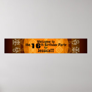 16. Geburtstagsparty Personalisiert Banner 60x11 Poster
