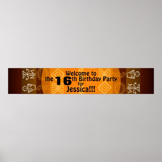 16. Geburtstagsparty Personalisiert Banner 60x11 Poster (Vorne)