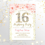 16. Geburtstagsparty - Weißes Gold Rosa Einladung<br><div class="desc">16. Geburtstagsparty Einladung Elegantes Design in Imitate Glitzer Gold,  Rosa und Weiß. Stilvolle Blumeneinladung mit Diamanten und Rose. Ideal für eine gläserne Feier. Bitte schreiben Sie mir,  wenn Sie weitere Anpassungen benötigen.</div>