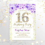 16. Geburtstagsparty - White Gold Lila Einladung<br><div class="desc">16. Geburtstagsparty Einladung Elegantes Design in Imitate Glitzer Gold,  lila und weiß. Stilvolle Blumeneinladung mit Diamanten und Rose. Ideal für eine gläserne Feier. Bitte schreiben Sie mir,  wenn Sie weitere Anpassungen benötigen.</div>