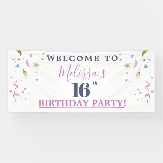 16. Geburtstagsparty Willkommen Banner (Horizontal)