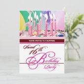 16. Geburtstagsüberraschung Party Einladungen (Stehend Vorderseite)