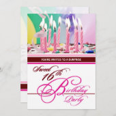 16. Geburtstagsüberraschung Party Einladungen (Vorne/Hinten)