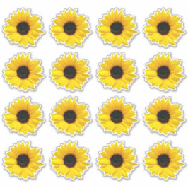 16 Gelbe Sonnenblume Blume Kiss-Cut Stickers Aufkleber