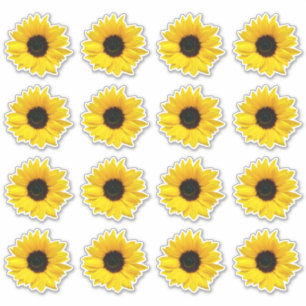 16 Gelbe Sonnenblume Blume Kiss-Cut Stickers Aufkleber