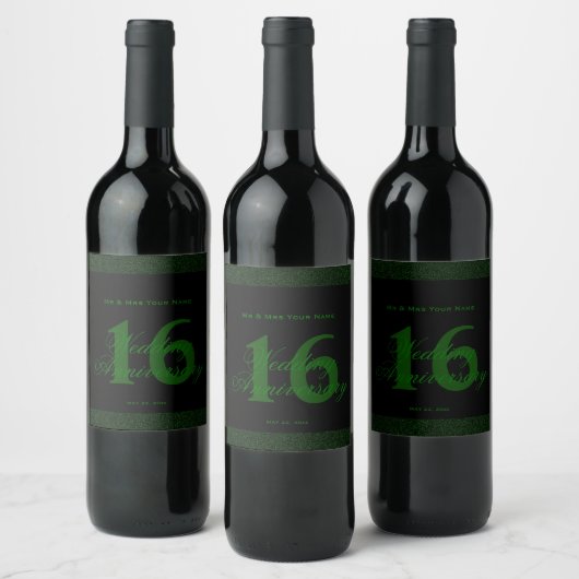 16. Hochzeitstag Eigenes Weinlabel Weinetikett (Flaschen)