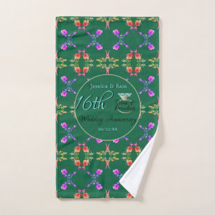 16. Hochzeitstag Grünes Peridot Teetuch Handtuch