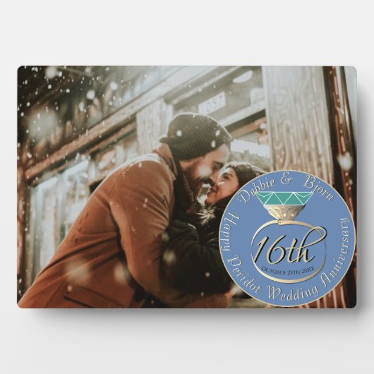 16. Hochzeitstag Peridot Ring Plaque Fotoplatte (Vorderseite)