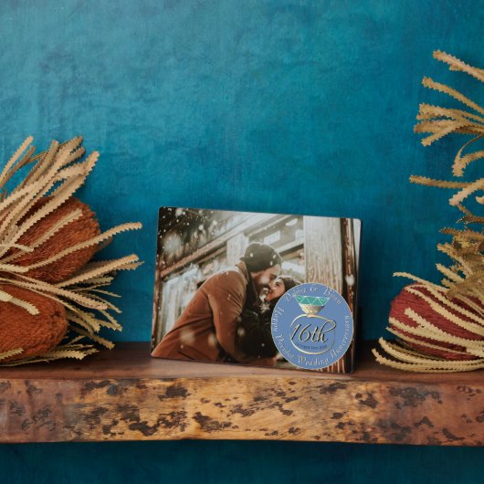 16. Hochzeitstag Peridot Ring Plaque Fotoplatte (Seite)