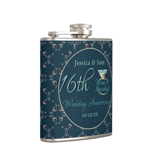 16. Hochzeitstag Peridot Silvery Flachmann (Rechts)