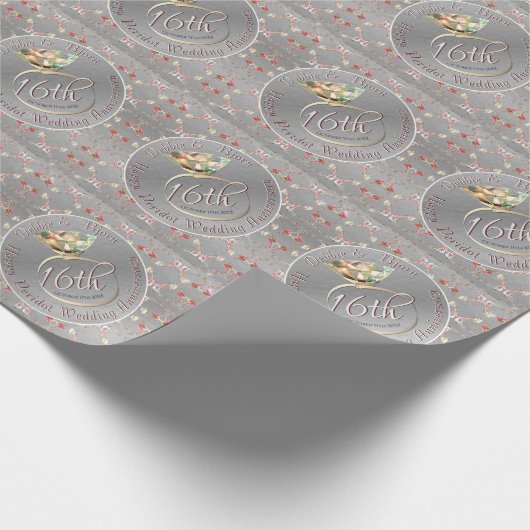 16. Hochzeitstag Peridot, Wachs, Statice Geschenkpapier (Ecke)