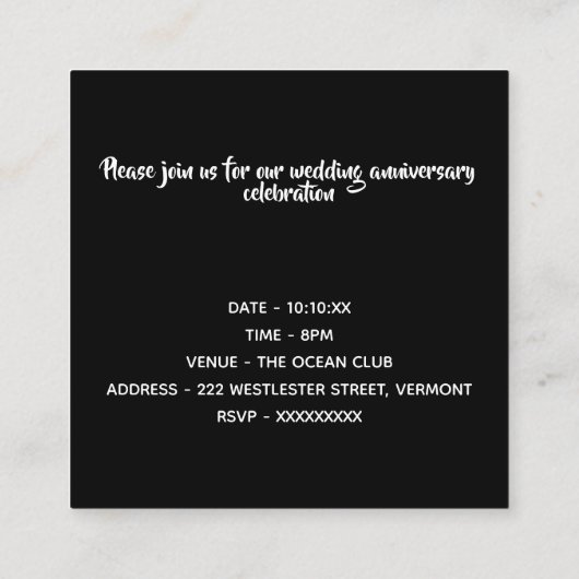 16. Hochzeitstag Schwarz-Weiß Hände Begleitkarte (Rückseite)