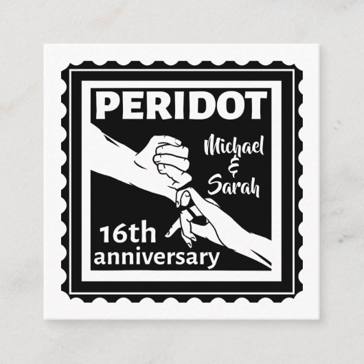 16. Hochzeitstag Schwarz-Weiß Hände Begleitkarte (Vorderseite)