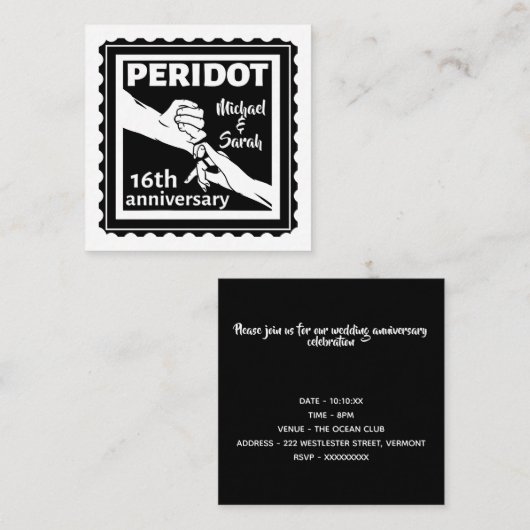 16. Hochzeitstag Schwarz-Weiß Hände Begleitkarte (Vorne/Hinten)