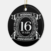 16. Hochzeitstag Schwarz-Weiß Keramik Ornament (Links)