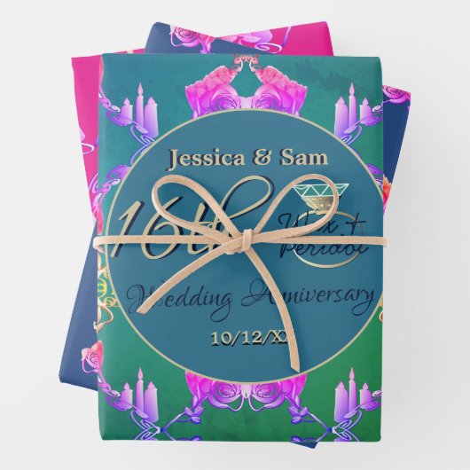 16. Hochzeitwelle, Statice-Blume Geschenkpapier Set (Beispiel)