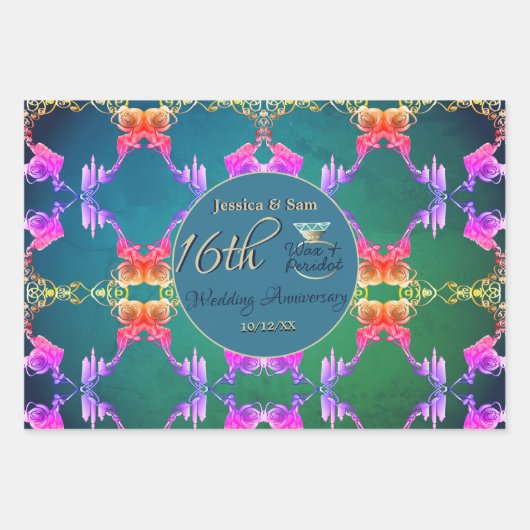 16. Hochzeitwelle, Statice-Blume Geschenkpapier Set (Vorderseite)