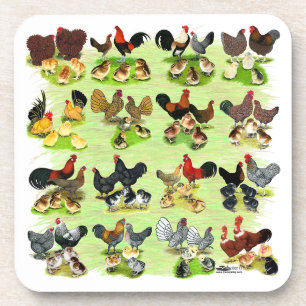 16 Hühnerfamilien Untersetzer