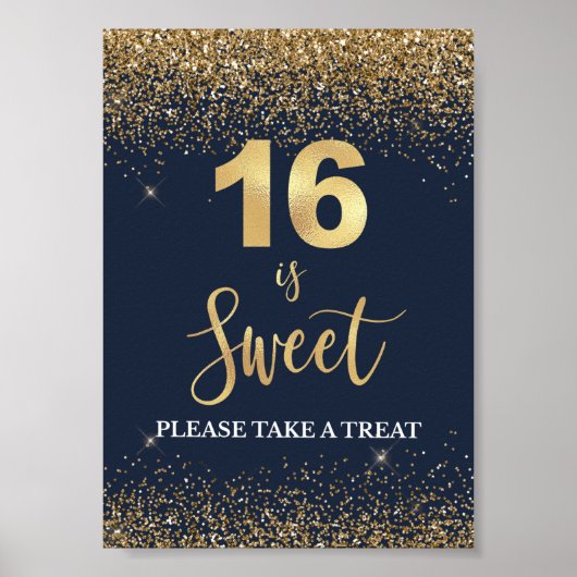 16 ist Sweet Bitte nehmen Sie eine Leckerei Navy & Poster (Vorne)