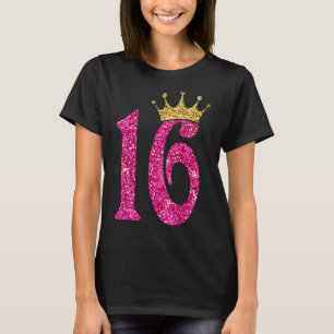 16 Jahre alt 16. Geburtstag Girl Golden Crown Part T-Shirt