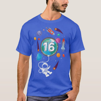 16 Jahre alt Geburtstag Junge Astronaut Space 16. T-Shirt