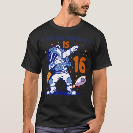 16 Jahre alter Astronautenraumplanet 16. Geburtsta T-Shirt (Vorderseite)