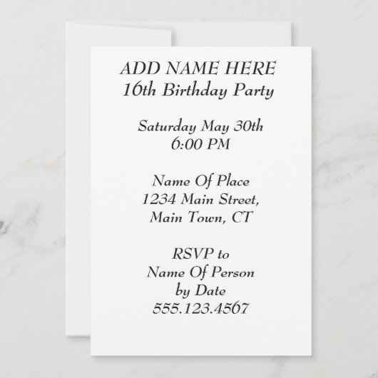 16 Jahre Phantastisch einladen Einladung (Rückseite)