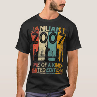 16 Jahre Vintager Januar 2007 Geburtstag Männer Wo T-Shirt