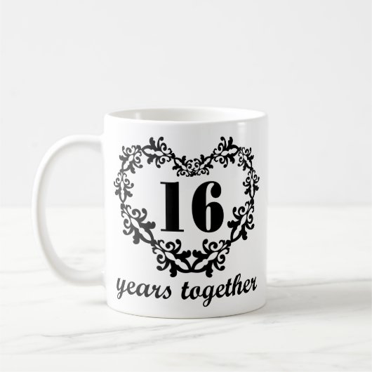 16. Jahrestag 16 Jahre zusammen Kaffeetasse (Links)
