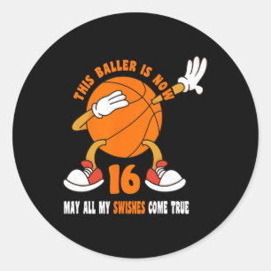 16-jähriges Glück 16. Geburtstag Basketball 16. Bi Runder Aufkleber