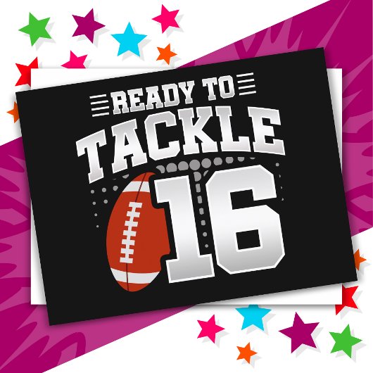 16-jähriges Tackle Football Party 16. Geburtstag Postkarte