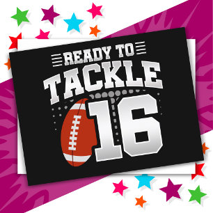 16-jähriges Tackle Football Party 16. Geburtstag Postkarte