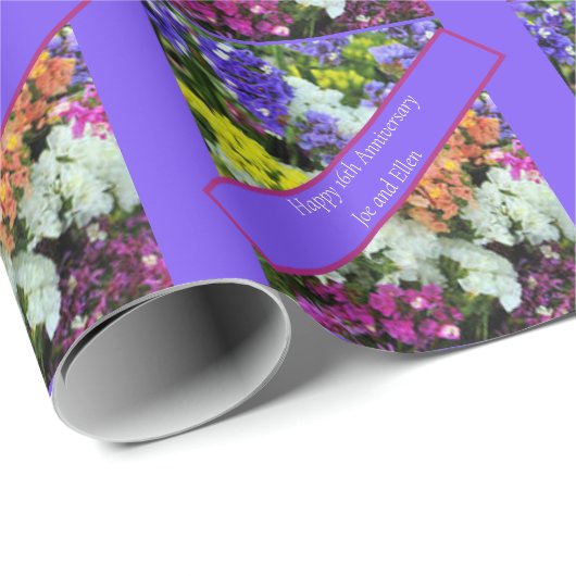 16. Jubiläum bunte Statice Geschenkpapier (Rolleneckpunkt)