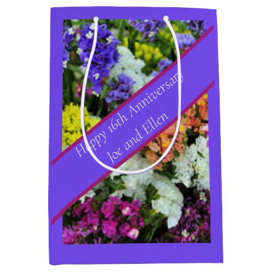 16. Jubiläum bunte Statice Mittlere Geschenktüte (Vorderseite)