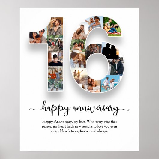 16. Jubiläum Foto Collage Poster (Vorne)