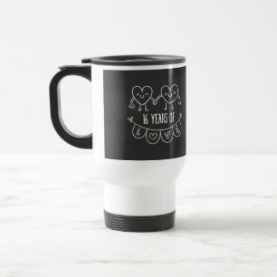16. Jubiläum Geschenk Chalk Herzen Reisebecher