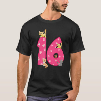 16. Katzengeburtstagsfeierer 16 Jahre alte Katze B T-Shirt
