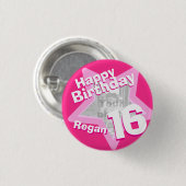 16. Knopf/Abzeichen des heißen Rosas des Button (Vorne & Hinten)