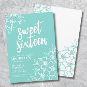 16. Moderne Florale Sweet Sixteen Geburtstagsfeier Einladung