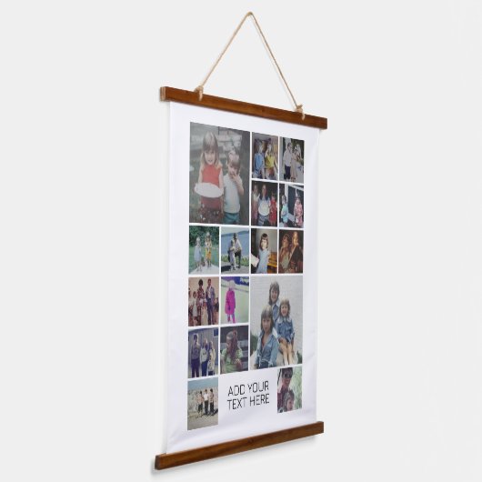 16 Montage und Text für Fotocollagen - Weiß bearbe Wandteppich Mit Holzrahmen (Gewinkelt)