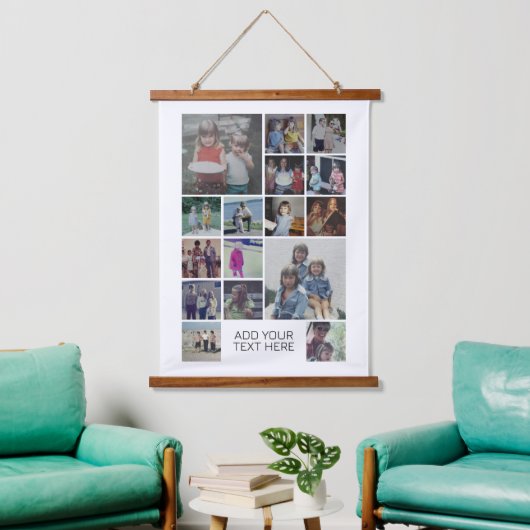 16 Montage und Text für Fotocollagen - Weiß bearbe Wandteppich Mit Holzrahmen (Wohnzimmer)