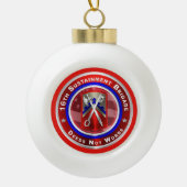 16. Nachhaltigkeitsbefehl Keramik Kugel-Ornament (Vorderseite)