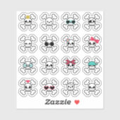 16 Niedliche und Coole Cartoon Schädel Kreuzung Kn Aufkleber (Blatt)